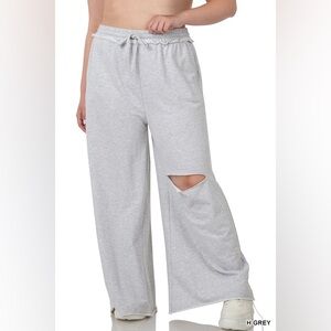 PLUS FRENCH TERRY LASER CUT PANTS WITH POCKETS